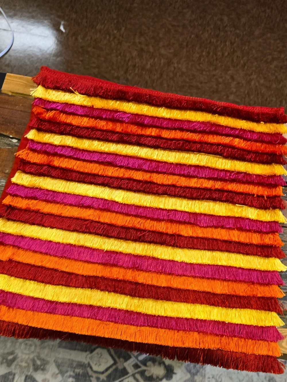 Vibrant Fringe Stripe Throw - Red, Pink, Orange, Yellow